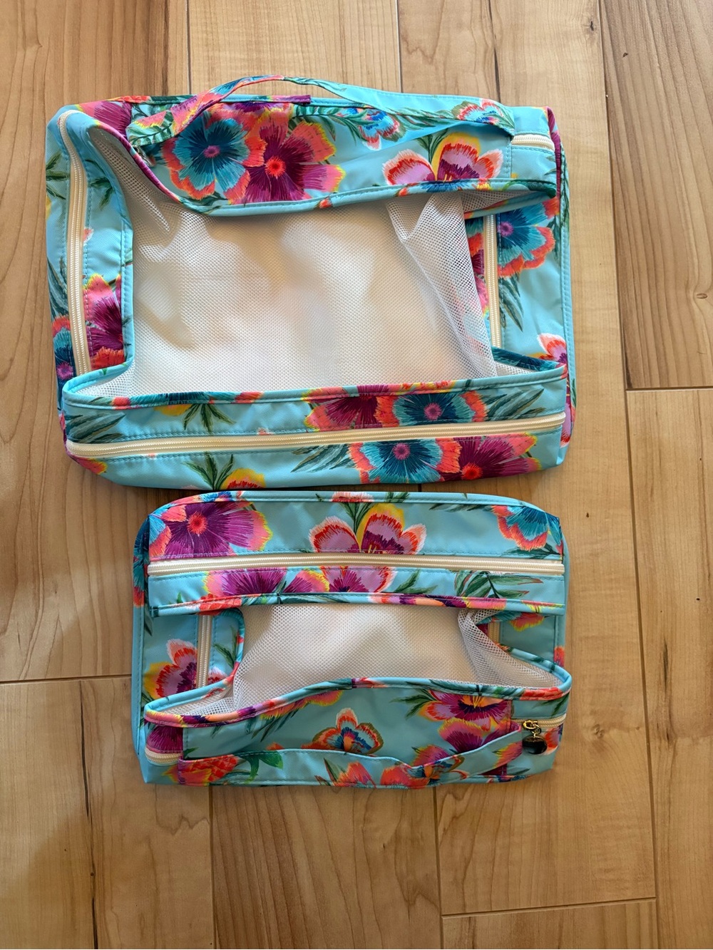 Floral Blue Packing Cubes - Travel Organizer